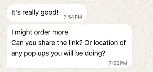 Dhriti on WhatsApp: It's really good! I might order more. Can you share the link? Or location of any pop ups you will be doing?